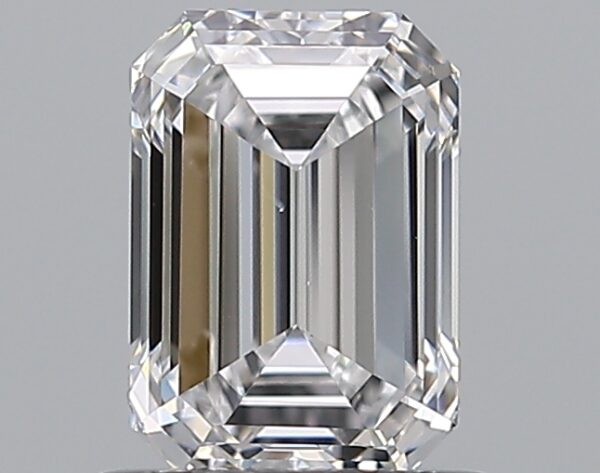 0.9 carat, D colour, VS2 clarity, Emerald shape, Natural Diamond.