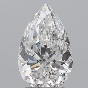 2.01 carat, D colour, SI2 clarity, Pear shape, Natural Diamond.