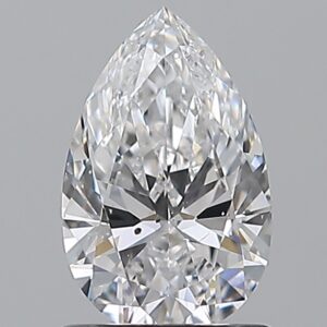 1 carat, D colour, SI1 clarity, Pear shape, Natural Diamond.