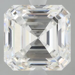 3.76 carat, F colour, VS1 clarity, Asscher shape, Lab Grown Diamond.