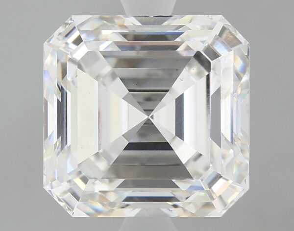 3.76 carat, F colour, VS1 clarity, Asscher shape, Lab Grown Diamond.