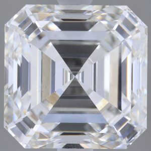 3.85 carat, F colour, VS1 clarity, Asscher shape, Lab Grown Diamond.